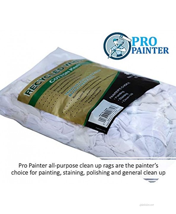 Pro painter Painting Cloth Rags,Pro Painter Recycled White Cotton Knit Wiping Cloths,100percent Cotton Rags for Painting,Staining,Polishing and Cleaning,Lint-Free No Scratching or Scuffing,2 LB Bag