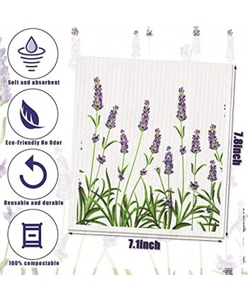 Remagr 6 Pieces Swedish Dishcloths Wildflowers Kitchen Cloths Reusable Sponge Cleaning Cloths Absorbent Dish Cloth Quick Drying Washable Cleaning Wipes No Odor Hand Towel for Kitchen Cleaning