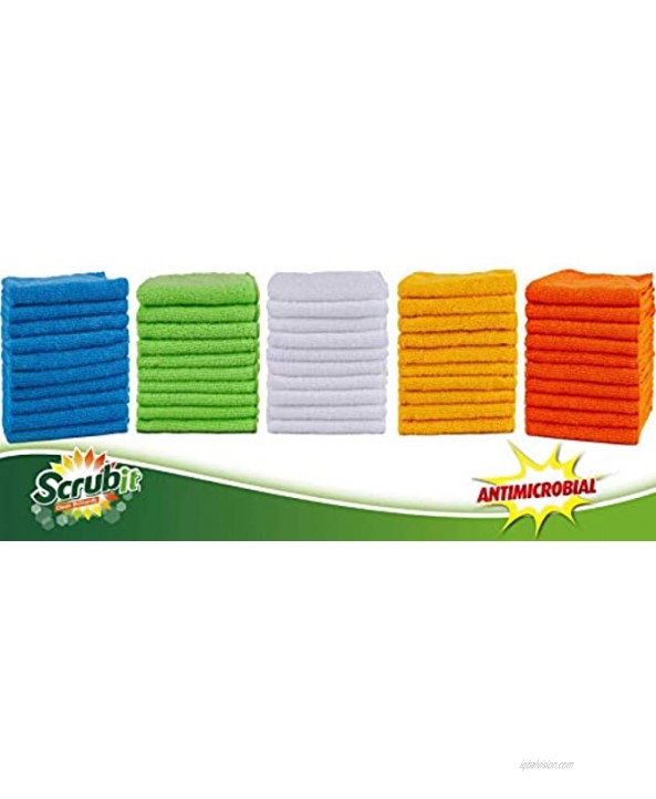 SCRUBIT Microfiber Cleaning Cloth Lint Free Towels for House Kitchen Cars Windows -Ultra Absorbent and Super Soft Wash Cloths 50 Pack