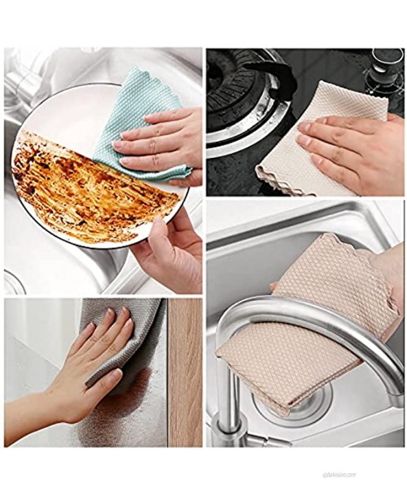 Selftek 11Pcs Fish Scale Polishing Cleaning Cloth Microfiber Glass Cleaning Rags Nanoscale Hand Drying Towels Reuseable for Dish Mirror Table Window Car Screen Wipes Different Sizes for Multi-Purpose