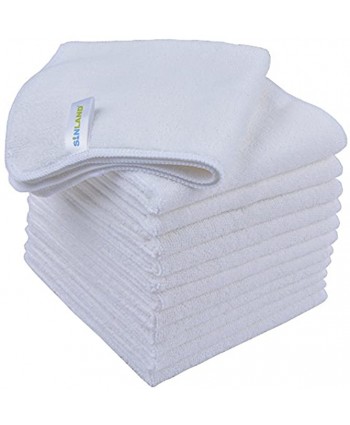 Sinland Microfiber Cleaning Cloth Dish Cloth Kitchen Streak Free Absorbent Dish Rags Lens Cloths 12Inchx12Inch 12 Pack White