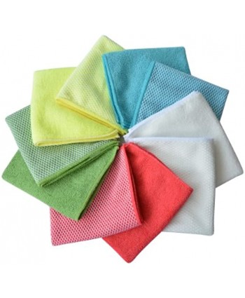 SINLAND Microfiber Dish Cloth for Washing Dishes Dish Rags Best Kitchen Washcloth Cleaning Cloths with Poly Scour Side 5 Color Assorted 12"x12" 10 Pack
