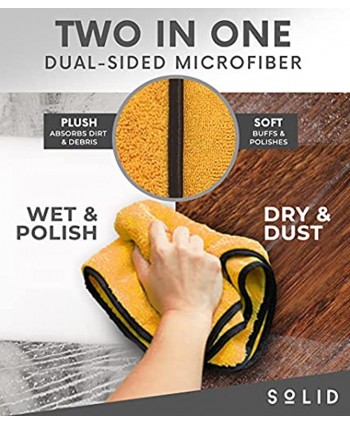 SoLiD 6 Pack Multipurpose Plush Microfiber Edgeless Cleaning Towel for Household Car Washing Drying & Auto Detailing 16" x 24"