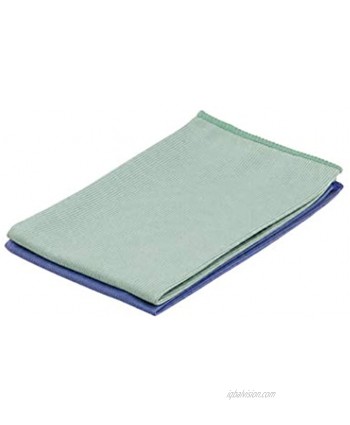 Superio Microfiber Glass And Mirror Cleaning Cloths Pack of 2 14x16 Inch Large Blue Green