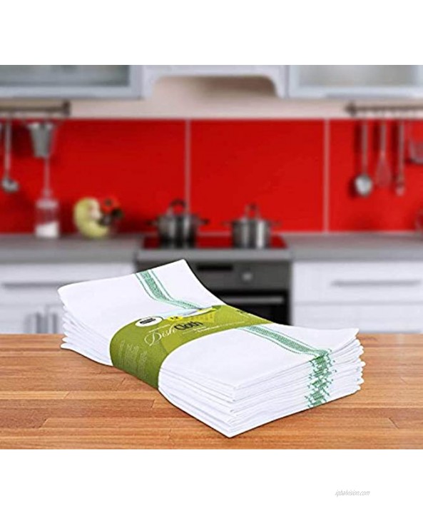 Utopia Towels 12 Pack Dish Towels Reusable Kitchen Towels -15 x 25 Inches Ultra Soft Cotton Dish Cloths Absorbent Cleaning Cloths Green