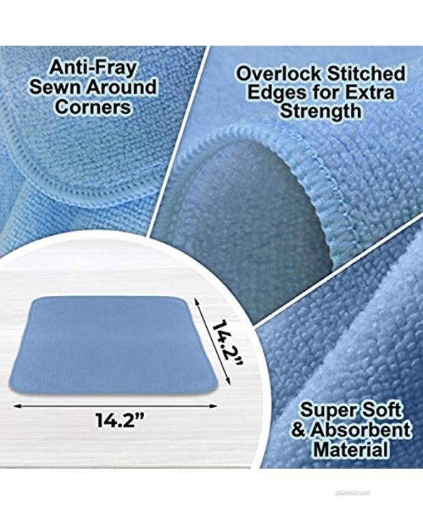 VibraWipe Microfiber Cleaning Cloth 8-Pack Large Size 14.2x14.2 Trap Dust Dirt and Pet Dander in Split Fibers. Absorb up to 5X Their Weight in Liquid – Machine Washable Reusable and Lint-Free