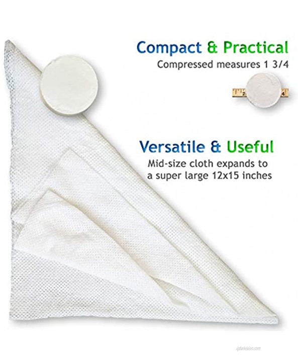 Wysi Multi-Purpose Expandable 12x15” Wash Cloths Just Add Water 2 Rolls of 20 Compressed Pucks