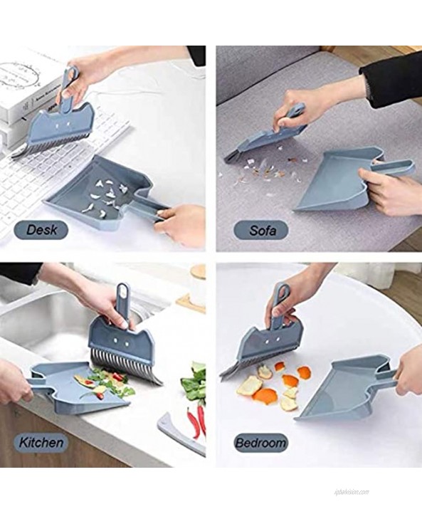 AGKupel Keyboard Cleaning Brush Small Broom with Dustpan Set Coral Fleece Dishtowel Cleaning Cloth Computer Debris Brush Desktop Mini Broom for Home Office Table Countertop Cleaning Grey