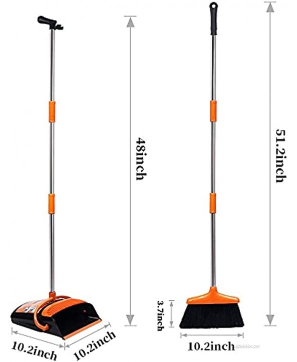 Broom and Dustpan Set Dust Pan and Broom Light Weight Broom Combo Set with 52 Long Handle for Home Kitchen Room Office Lobby Floor