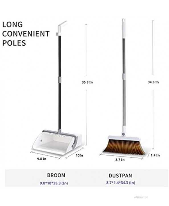Broom and Dustpan Set for Home | Magnetic Suction | 34 Small Size Broom for Kids | Standing Dustpan | Goodbye to All Kinds of Dust & Debris | Optimal for Indoor Office Bathroom
