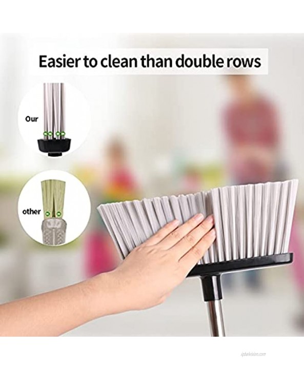 Broom and Dustpan Set Upright Dust Pan and Broom with Combo Self-Cleaning Dustpan Long Handle Stainless Steel Sweep Set for Home Office Kitchen Lobby
