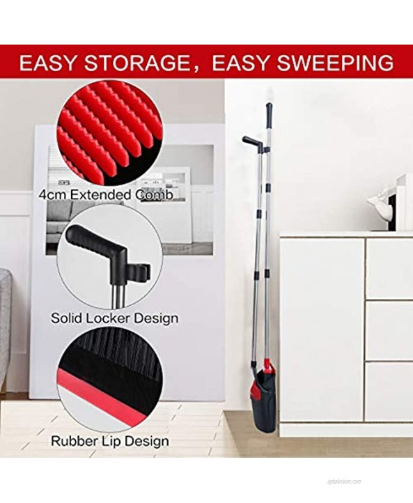Broom and Dustpan Tiumso Broom and Dustpan Set Combo with Long Handle Upright Stand Up Dustpan with Broom Standing Dustpan for Home Room Kitchen Office Lobby Floor Use