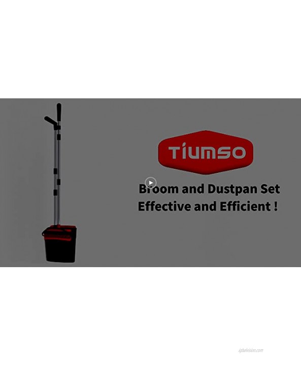 Broom and Dustpan Tiumso Broom and Dustpan Set Combo with Long Handle Upright Stand Up Dustpan with Broom Standing Dustpan for Home Room Kitchen Office Lobby Floor Use