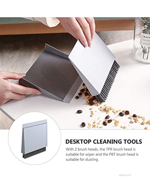Cabilock Mini Dustpan Brush Set 3-in-1 Tabletop Cleaning Brush Keyboard Cleaning Brush Portable Cleaning Tool with Hand for Office Home Table Desk Shelf Floor Bed Car Grey