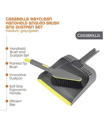Casabella Wayclean Handheld Angled Medium Gray Dustpan and Brush Set 1-Pack Green and Taupe