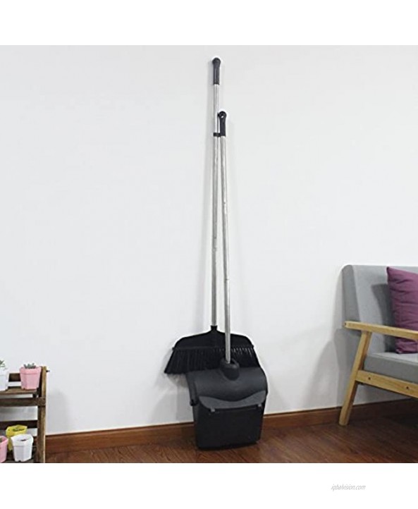 Commercial Pivoting Upright Lobby Dust Pan Lobby Dustpan Upright Stainless Steel Handle 50”Length Black