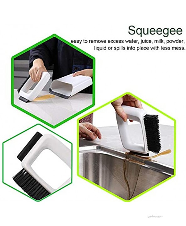 Dustpan & Brush Squeegee Edge Mini Broom Portable GOTOUROG Handy Small and Simple Easy Cleaning Use for Home Kitchen Camping Craft Room Car White