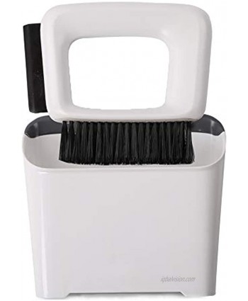 Dustpan & Brush Squeegee Edge Mini Broom Portable GOTOUROG Handy Small and Simple Easy Cleaning Use for Home Kitchen Camping Craft Room Car White