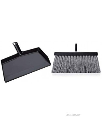 Fuller Brush Deep Reach Black Slender Broom Head with Dustpan Set – 11” Sweeping Path Gathers Large Debris & Fine Particles – For Quick and Easy Cleanup