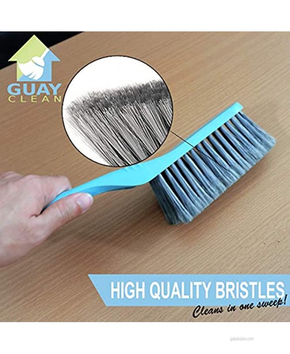 Guay Clean Brush and Dustpan Set Heavy Duty Cleaning Tool Kit Collects Dust Dirt Debris Small and Lightweight for Home Kitchen Office Floor Blue