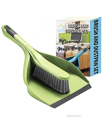Guay Clean Brush and Dustpan Set Heavy Duty Cleaning Tool Kit Collects Dust Dirt Debris Small and Lightweight for Home Kitchen Office Floor Green