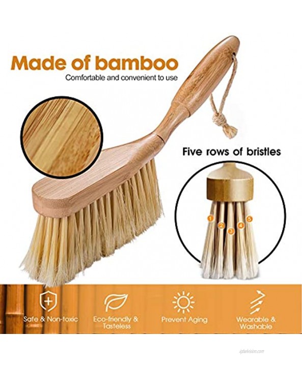 MASTERTOP Dustpan and Brush Set 3 Pack Small Broom and Dustpan Set Bamboo Handle Whisk Broom Soft Dust Brush Quick Clean Up for Pet House Sofa Desk Bed Car Trunk Seats