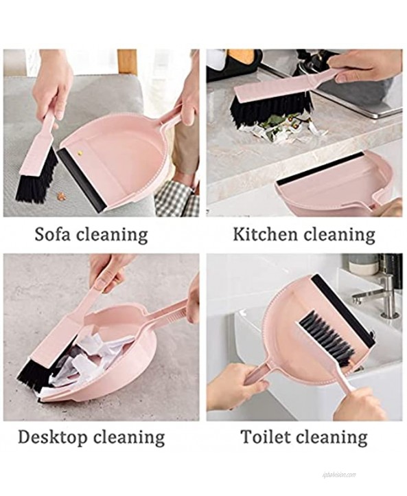 Perastra Mini Brush and Dustpan Set Portable Cleaning Tool Kit Convenient Household Items for Home Kitchen Office Car Pink
