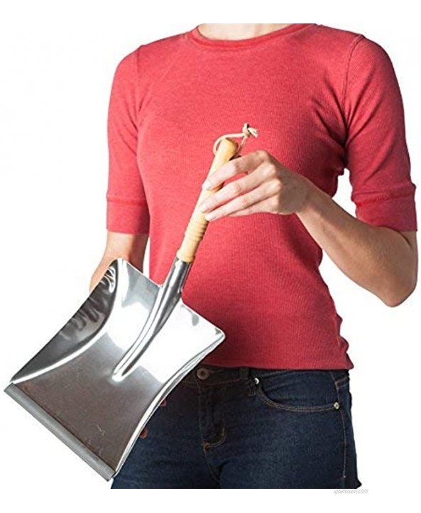 Redecker Dust Pan with Oiled Wooden Handle 17-3 4-Inches Stainless Steel