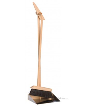 Redecker Horsehair Broom and Stainless Steel Dust Pan Set 35-3 8 inches Durable Oiled Beechwood Handles Sturdy Tip-Proof Design Resilient and Effective Natural Bristles Made in Germany