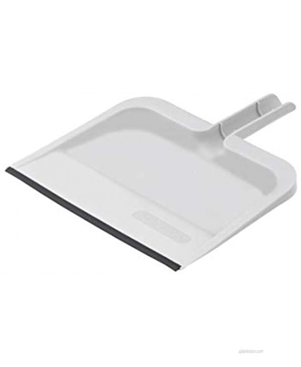 Superio Clip-On Dustpan with Rubber Lip Light Grey 10 inch Wide Durable Plastic Dust Pan with Comfort Grip Handle Lightweight Multi Surface Heavy Duty Easy Sweep Broom 1