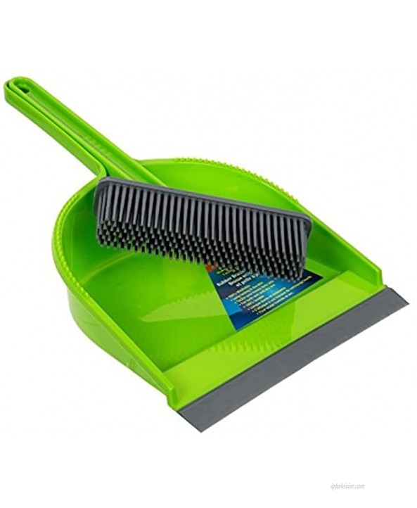 Truu Design Green CTG Classic Premium Quality Plastic Dustpan and Brush Set 8.75 x 13.5 inches