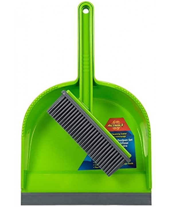 Truu Design Green CTG Classic Premium Quality Plastic Dustpan and Brush Set 8.75 x 13.5 inches