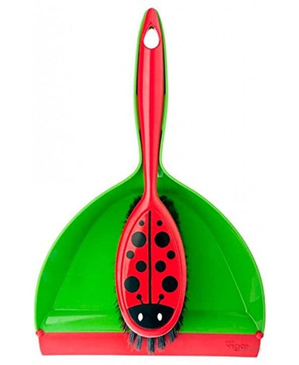 Vigar Ladybug Dust Pan and Brush Handy Set 12-3 4-Inches Green Red Black