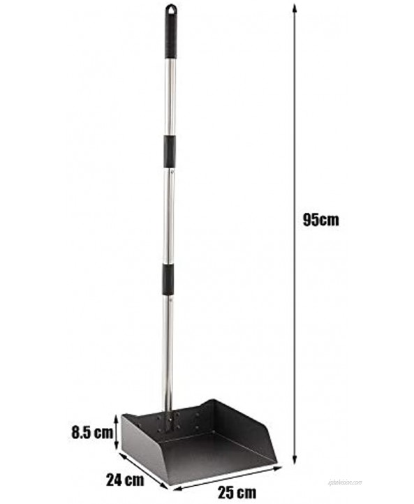 Yangbaga Long Handled Dust Pan 39” Heavy Duty Stainless Steel Dustpan Stand Up Design Best Dustpans for Home Lobby Shop