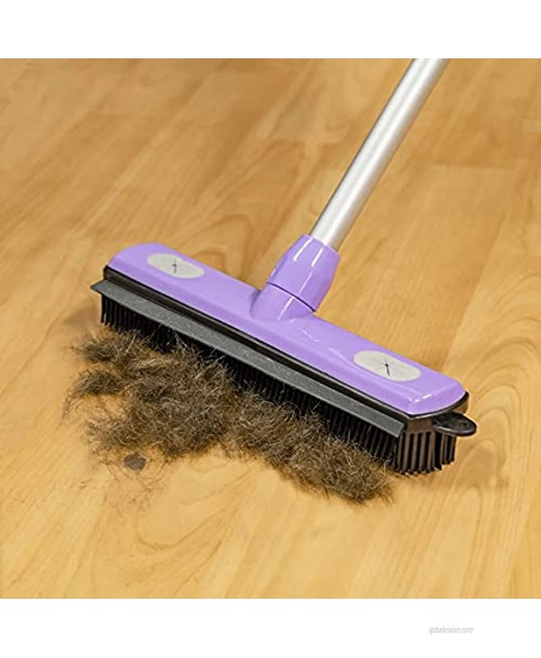 Anoda Rubber Broom Pet Hair Carpet Rake & 59 inch Telescoping Handle- Floor Squeegee Push Broom and Dustpan Set for Dog Hair Clean up. The Microfiber Cleaning Cloth attaches to The Kitchen Broom.