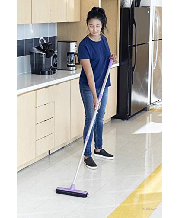 Anoda Rubber Broom Pet Hair Carpet Rake & 59 inch Telescoping Handle- Floor Squeegee Push Broom and Dustpan Set for Dog Hair Clean up. The Microfiber Cleaning Cloth attaches to The Kitchen Broom.