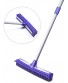 CLEBROOM Soft Rubber Push Broom-Extendable Telescopic Long Handle Bristles Squeegee Broom Bristle Sweeper Removal Pet Dog Hair for Cleaning Hardwood Carpet Tile Windows Clean Water Resistant Blue