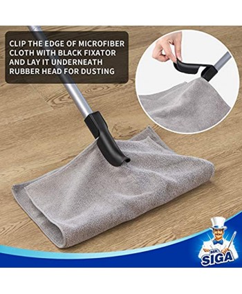 MR.SIGA Pet Hair Removal Rubber Broom with Built in Squeegee 2 in 1 Floor Brush for Carpet 62 inch Adjustable Handle Includes One Microfiber Cloth for Floor Dusting