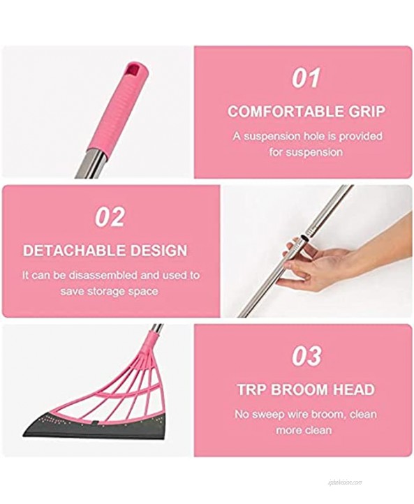 Multifunction Magic Broom Silicone Broom Wiper 2-in-1 Indoor Floor Sweeper,Easily Dry The Floor Surface and Remove Dirt and Hair Liquid Glass Wiper Sweeper Broom for Kitchen Bathroom