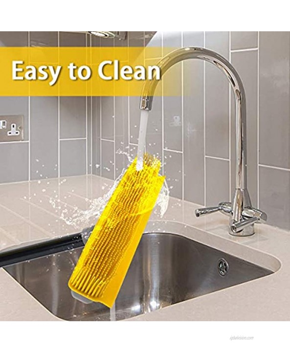 Pet Hair Broom Rubber Broom [Upgrade Extension Pole 59] Fur Remover Broom Carpet Rake with Build-in Squeegee Silicone Broom for Sweeping Hardwood Floor Tile