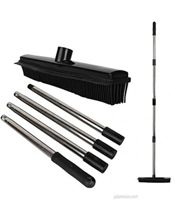Pet Hair Remover Broom Long Handled Rubber Broom Build-in Squeegee,Pet Hair Broom Carpet Rake with 56 inches Brush for Sweeping Hardwood Floor Tile Silicone Broom