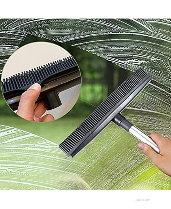 Rubber Broom Floor Brush for Carpet Dog Pet Hair Remover with Squeegee Telescopic Handle Pole for Cleaning
