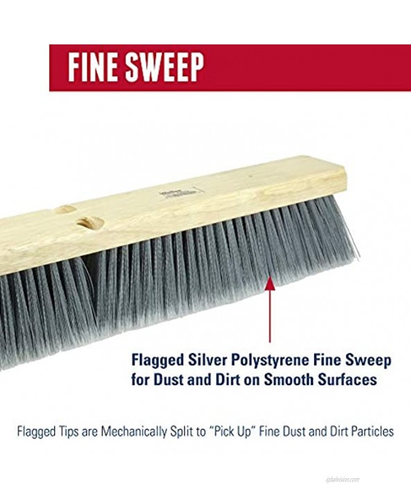 Weiler 42042 24 Fine Sweep Floor Brush Flagged Silver Polystyrene Fill