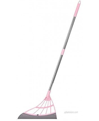 2021 New Multifunction Magic Broom 2-in-1indoor Silicone Broom Wiper with Squeegee and Telescopic Handle Pink 27.4inch-42.9inch x 12.2inch