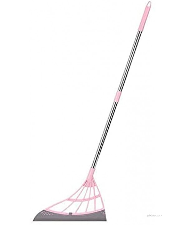 2021 New Multifunction Magic Broom 2-in-1indoor Silicone Broom Wiper with Squeegee and Telescopic Handle Pink 27.4inch-42.9inch x 12.2inch