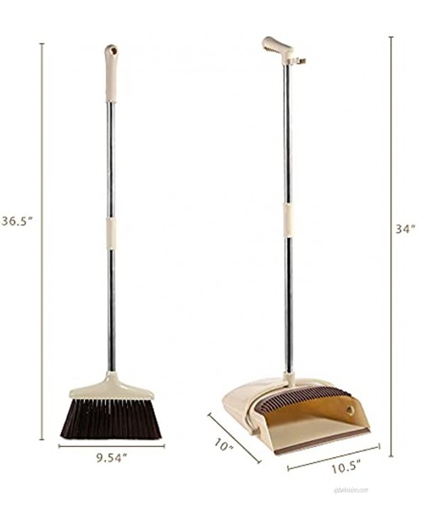 BoxedHome Broom and Dustpan Set Household Broom Cleaning for Office Home Kitchen Lobby Floor Use Upright Standing Dustpan Broom Set