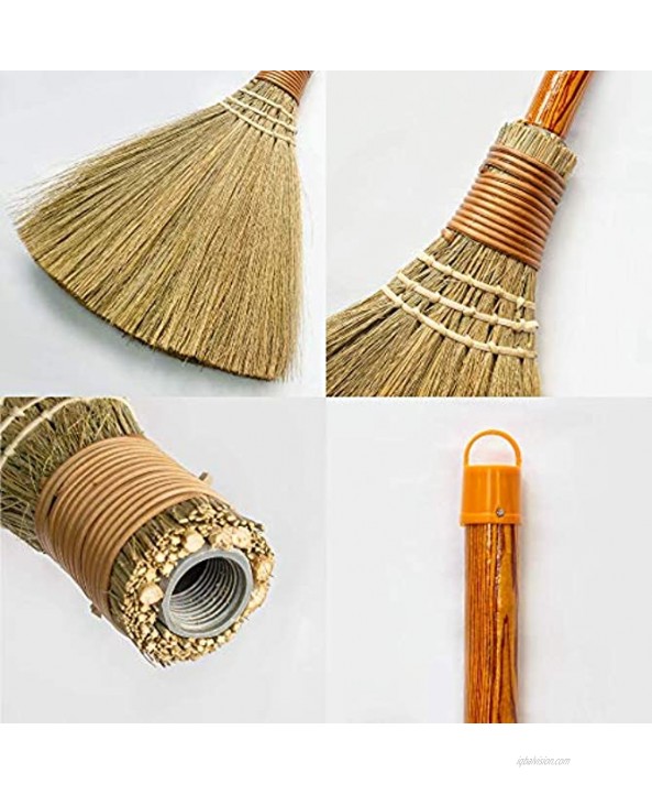 Natural Whisk Sweeping Hand Handle Broom Vietnamese Straw Soft Broom for Cleaning Decoration Items Indoor Outdoor 7.87'' Width 24.4 Length Small