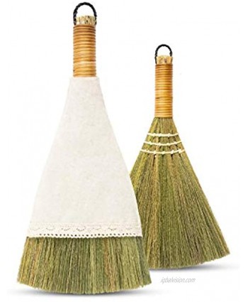 Natural Whisk Sweeping Hand Handle Broom Vietnamese Straw Soft Broom for Cleaning Dustpan Indoor-Outdoor Office Sofa Floor Car Decor Idea 5.9'' Width 11.02" Length
