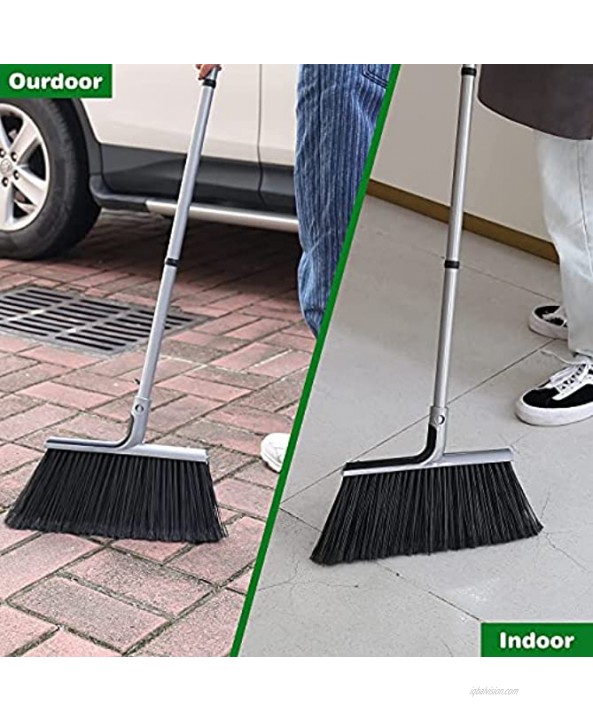 Outdoor Indoor Broom for Floor Cleaning with 58 inch Long Handle Angle Brooms Heavy Duty for Home Garage Kitchen Office Courtyard Lobby Lawn Concrete