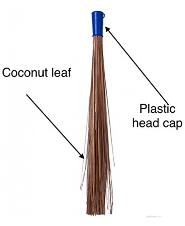 SN SKENNOVA 1 Piece of Multi-Surfaces Sturdy Outdoor Authentic Coconut Leaf Broom Asian Heavy Duty Broom Thai Natural Coconut Leaf Broom Handmade